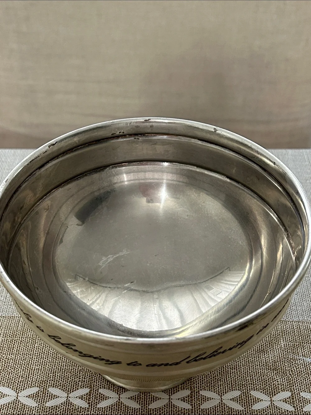 Pottery Barn Sentiment Silver Snack Bowl